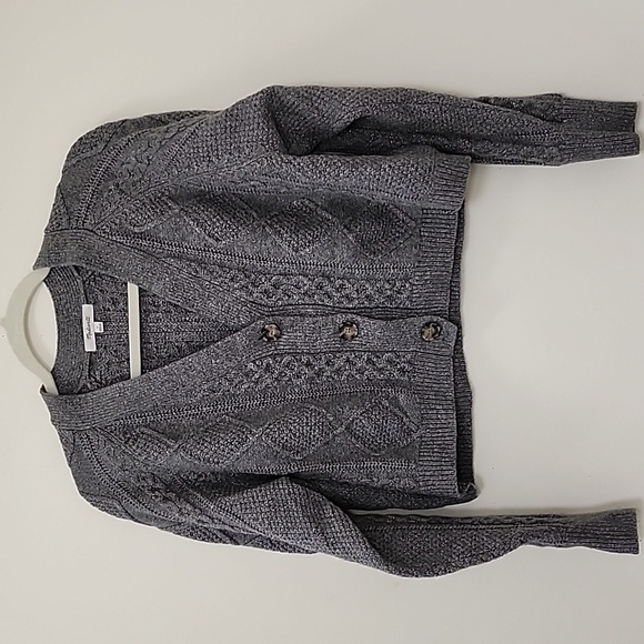 Madewell Women’s Knit Crop Gray Cardigan Sweater, Medium, Sparkle size Medium - Picture 8 of 16